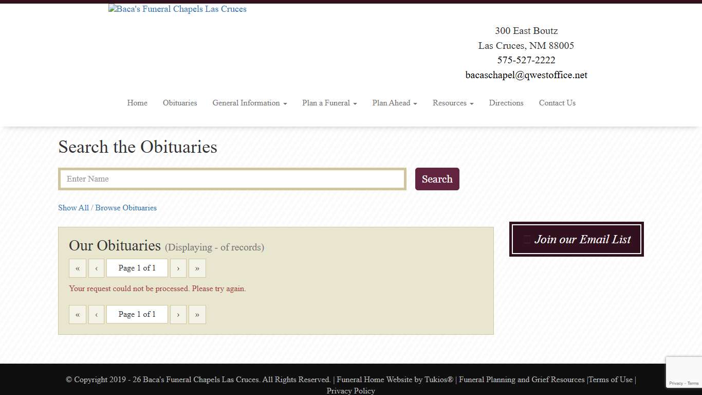 Recent Obituaries | Baca's Funeral Chapels Las Cruces